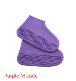 Men and women hiking slip wearable easy to carry silicone rain boots (Option: Purple M code-S)