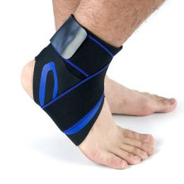 Ankle Support Brace Safety Running Basketball Sports Ankle Sleeves (Option: XL-1pc-Left blue)
