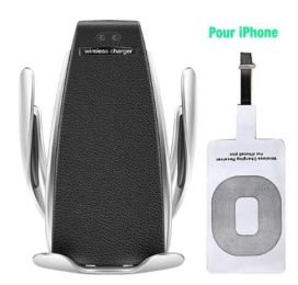 Car Wireless Charger 10W Induction Car Fast Wireless Charging With Car Phone Holder S5 (Option: IPhone-1)