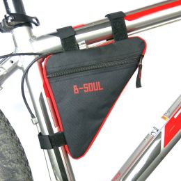Saddle bag riding bicycle mountain bike bag triangle tool kit upper tube beam bag bicycle equipment accessories (Color: Red)