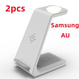 3 In 1 Fast Charging Station Wireless Charger Stand Wireless Quick Charge Dock For Phone Holder (Option: White 2pcs-Samsung AU)