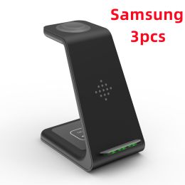 3 In 1 Fast Charging Station Wireless Charger Stand Wireless Quick Charge Dock For Phone Holder (Option: 3PCS Black-Samsung)