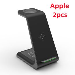 3 In 1 Fast Charging Station Wireless Charger Stand Wireless Quick Charge Dock For Phone Holder (Option: Black-Apple2pc)