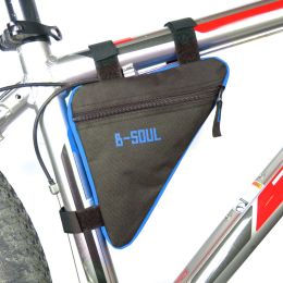 Saddle bag riding bicycle mountain bike bag triangle tool kit upper tube beam bag bicycle equipment accessories (Color: Blue)