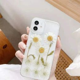 New Epoxy Daisy Phone Case Applicable Protective Cover (Option: White-Iphone13)