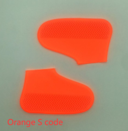 Men and women hiking slip wearable easy to carry silicone rain boots (Option: Orange S code-S)