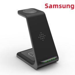 3 In 1 Fast Charging Station Wireless Charger Stand Wireless Quick Charge Dock For Phone Holder (Option: Black-Samsung)