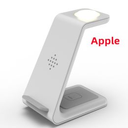 3 In 1 Fast Charging Station Wireless Charger Stand Wireless Quick Charge Dock For Phone Holder (Option: White-Apple)