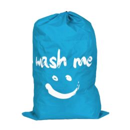 Clean Laundry Bags Nylon Travel Laundry Bag with Drawstring Machine Washable Dirty Clothes Organizer Bag Laundry Storage Bags for Laundry Hamper, Smil (Color: Blue)