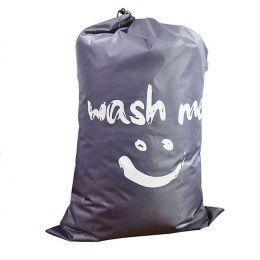 Clean Laundry Bags Nylon Travel Laundry Bag with Drawstring Machine Washable Dirty Clothes Organizer Bag Laundry Storage Bags for Laundry Hamper, Smil (Color: Grey)