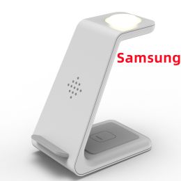 3 In 1 Fast Charging Station Wireless Charger Stand Wireless Quick Charge Dock For Phone Holder (Option: White-Samsung)