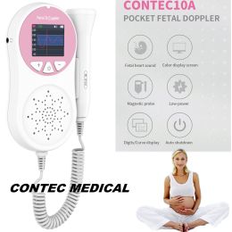Pocket Fetal Doppler Digits Curve Display Pregnancy Baby Heart Rate Monitor,3Mhz Pink (Option: CONTEC10A)
